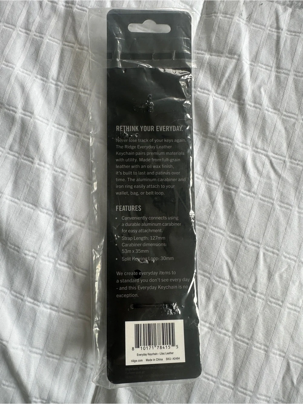 The Ridge Pink Lilac Leather Keychain | New in Package